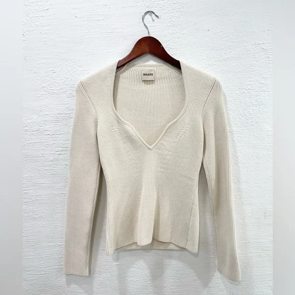 Khaite The Kirah Ribbed Sweater Ivory - Picture 2 of 6